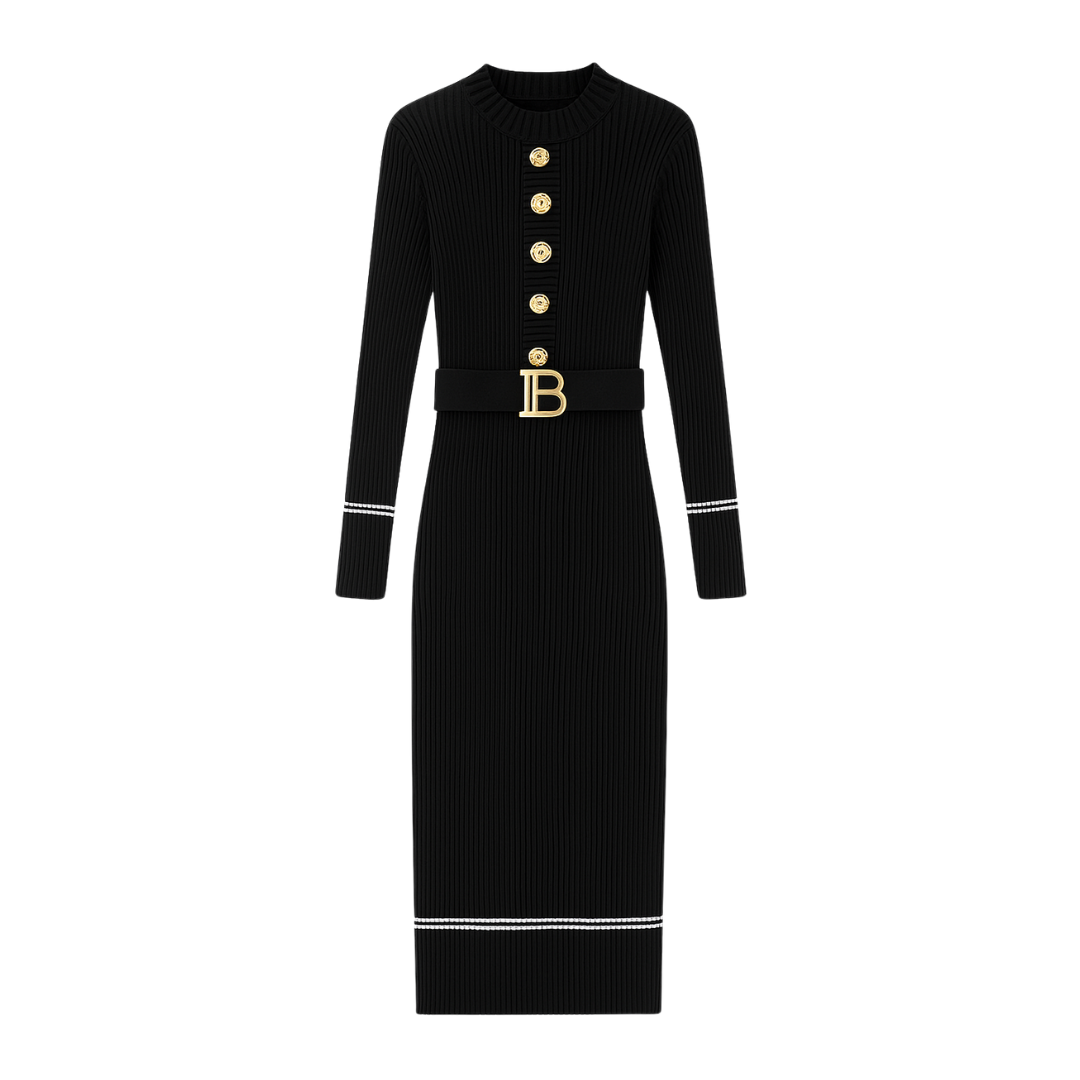 Knitted Dress with Belt Lady