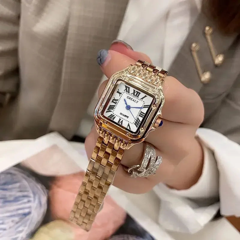 Gold Square Link Bracelet Watch