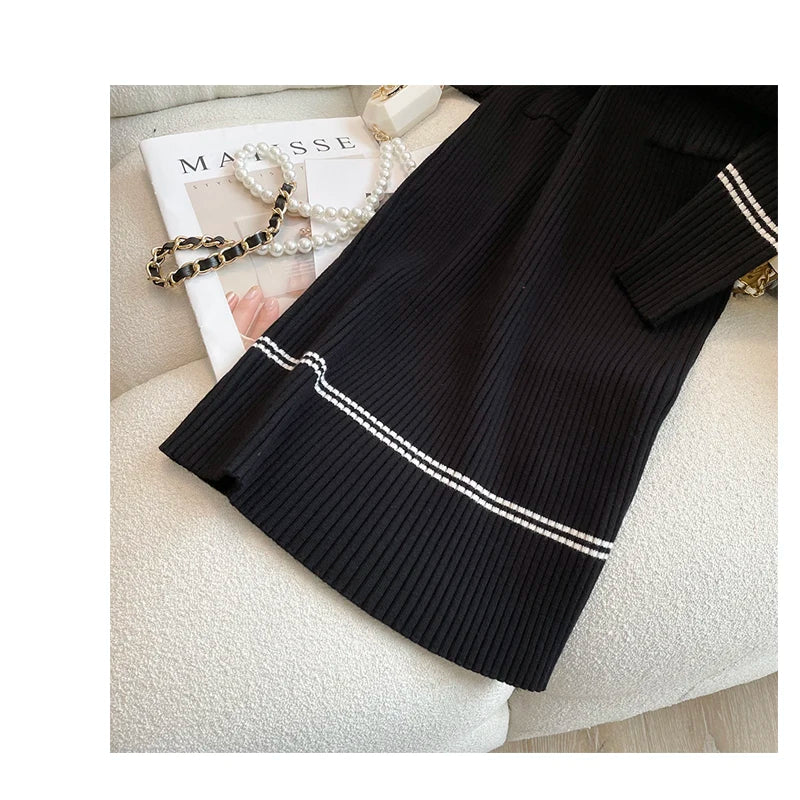 Knitted Dress with Belt Lady