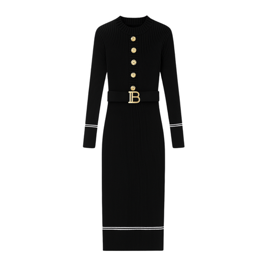 Knitted Dress with Belt Lady